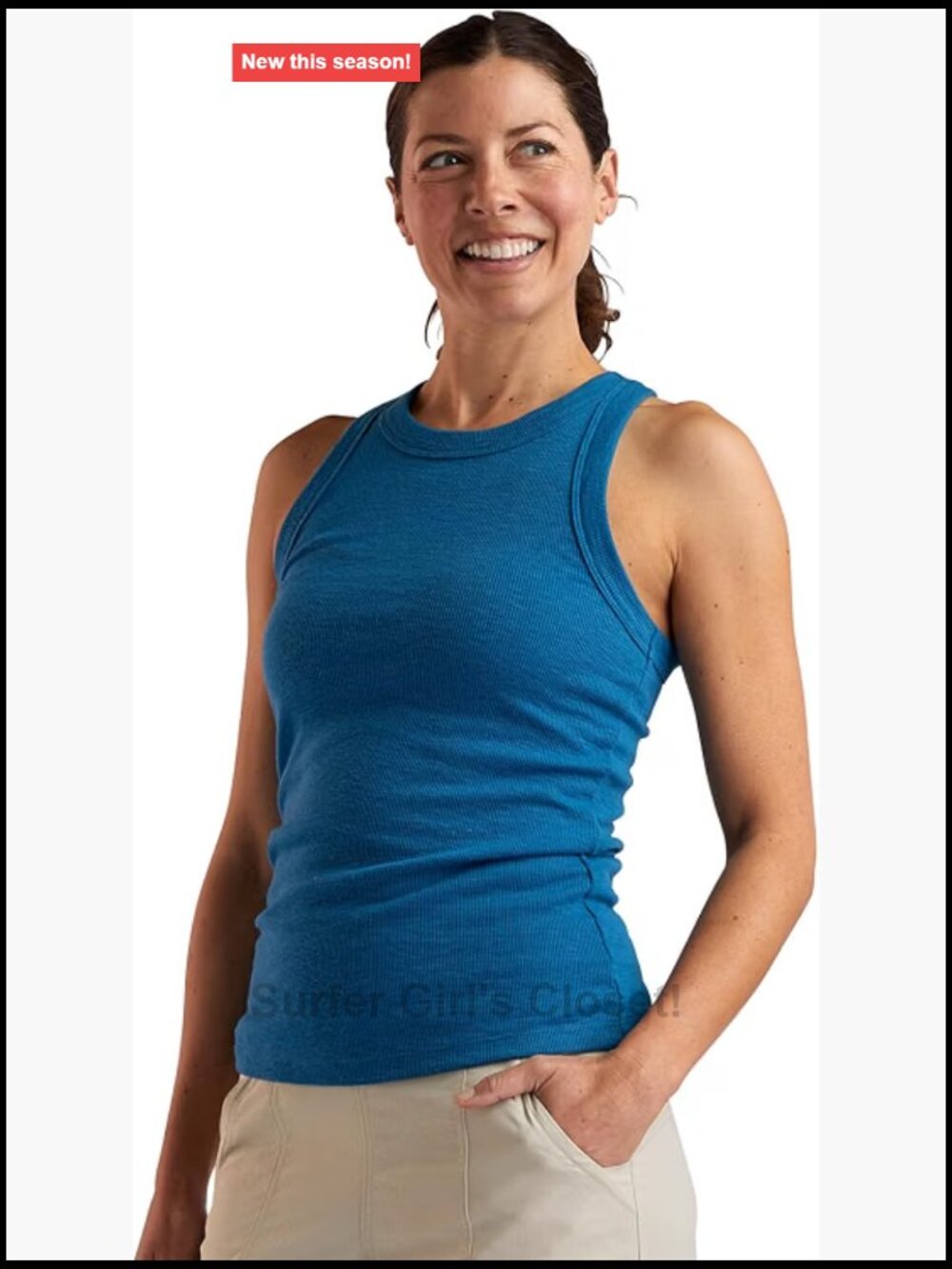 Women's Ribbed Tank Top High Neck Quick Dry UPF 50 Size M